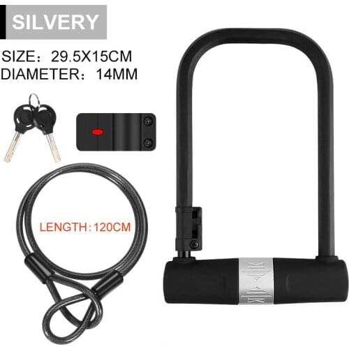 Anti-theft U Bicycle Lock&Cable Lock Motorcycle Wire Lock Bold Anti-shear Anti-violent Unlocking Bicycle Lock Bike Accessories