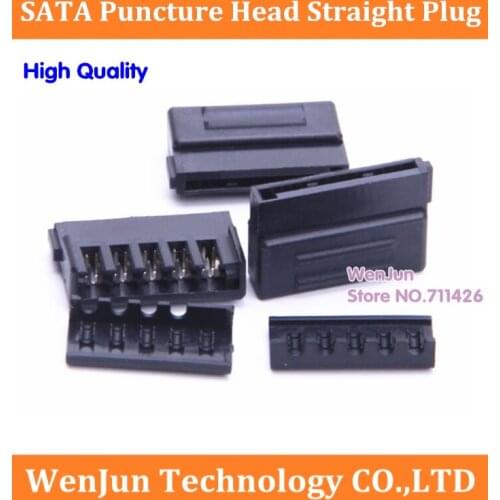 DHL EMS Free Shipping Power SATA Side Piercing type Connector DIY SATA straight plug puncture head with five hole cover Black