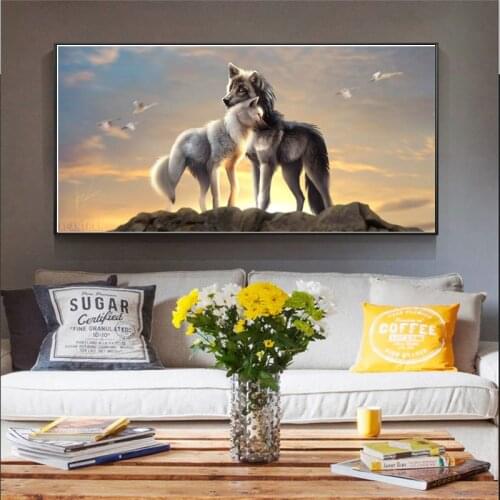 Si Di Ke Modern Animals Couple Wolf Canvas Painting Posters for Living Room Bedroom Print Wall Art Home Decora Poster Pictures