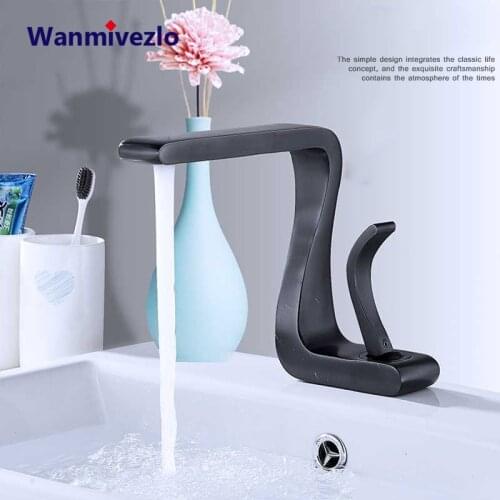 Deck Mount Basin Faucet Bathroom Sink Faucet Single Handle Cold Hot Mixer Tap Bathroom Vessel Sink Tap Arc-Shaped Tap Torneira