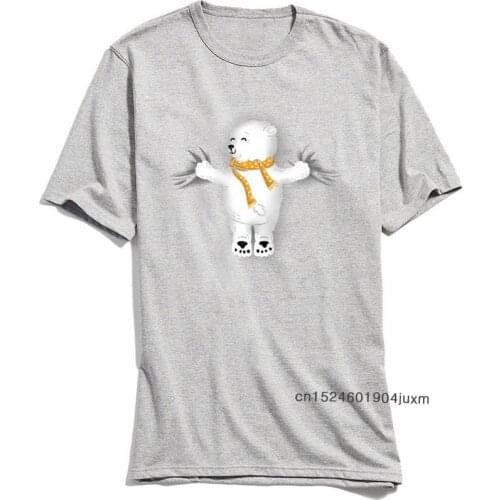 Tops & Tees Men Lovely T Shirt Polar Bear Hug O-Neck T-Shirt Summer Fall 2018 Fashion 100% Cotton Fabric 3D Cartoon Print Tshirt