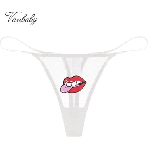 Varsbaby Red lips underwear ladies fashion lightweight breathable comfortable sexy ultra-thin thong