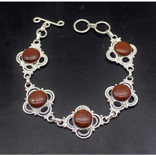 Gorgeous Round Shape Sea Sediment Silver Color Chain Links Bracelet 8.5 Inch HD157