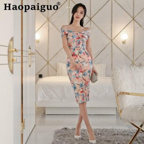 Plus Size Casual Print Floral Dress Summer Slash Neck Bodycon Wrap Dress Women Split Short Sleeve Midi Dress Women Clothes 2019