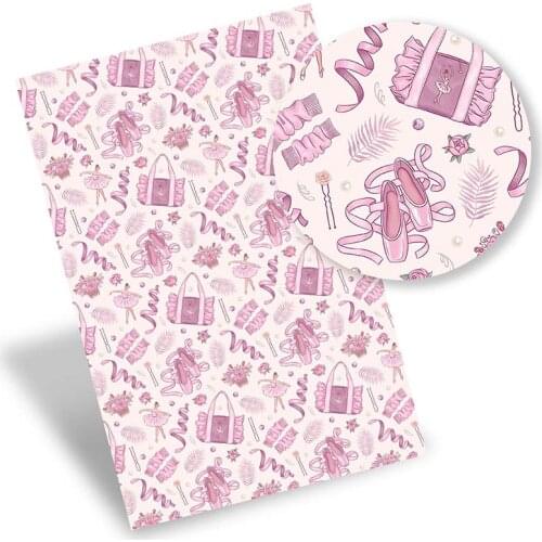 Faux Leather Sheets Synthetic Leather Printed Vinyl Fabric Ballet Shoes Bows Making Material DIY Handbags 22*30cm/A4 0.8mm 1pc