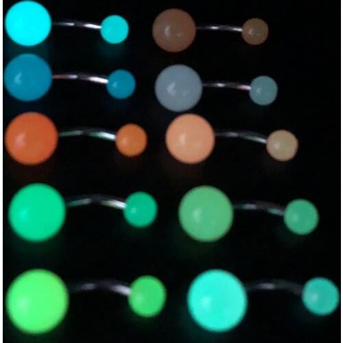 10pcs/lot Glow In The Dark Belly Ring Womens Fashion Navel Bars Rings Punk Body Piercing Ombligo Body Jewelry Mixed Color