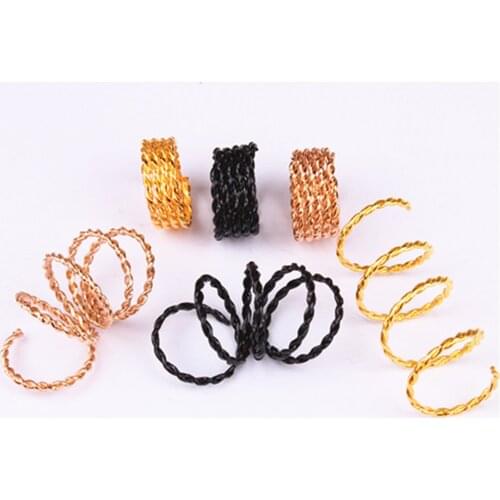 10PCS Scaling Metal Spring Tube Ring Dreadlock Beads For Braids Hair Beads For Dreadlocks Adjustable Hair Braid Cuff Clips