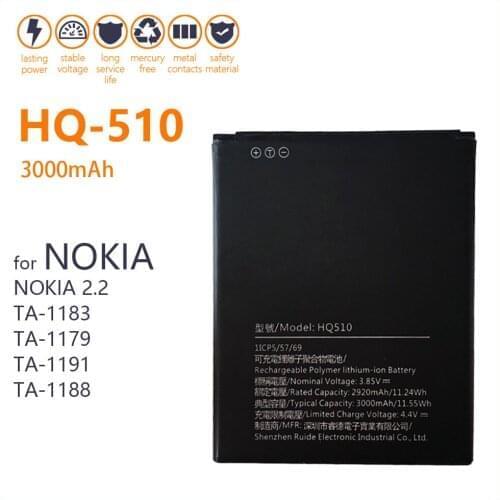 100% Original 10PCS HQ510 HQ 510 For NOKIA 2.2 TA-1183 TA-1179 TA-1191 TA-1188 3000mAh Phone High Quality In Stock Batteries