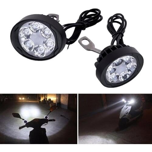 2Pcs 6LED Motorcycle Headlight DRL Spotlights Super Bright LED Lamp Fog Light