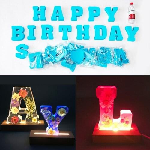 Diy Alphabet Silicone Mould 17Cm Large Size 26 Letters Uv Epoxy Resin Molds for Crafts Birthday Party Wedding Home Decoration
