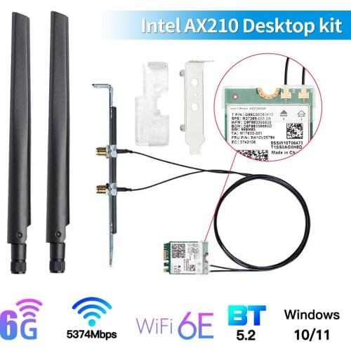 WiFi 6E Intel AX210 Bluetooth 5.2 3000Mbps Wireless Wi-Fi Card Adapter 802.11AX 2.4G/5Ghz WiFi 6 AX200 Desktop Kit Network Card
