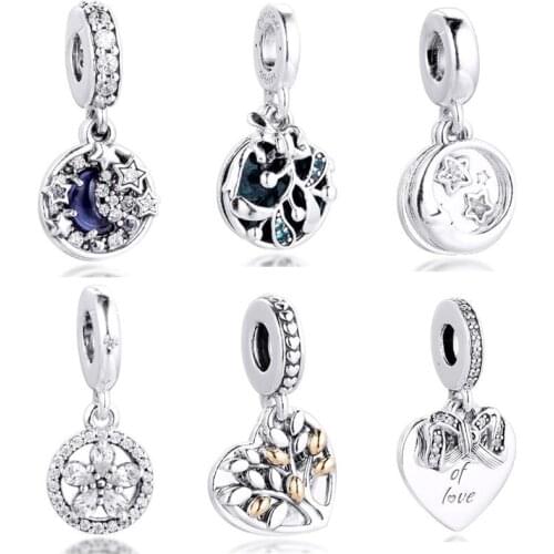 CKK Christmas Winter Tree Heart Charms 925 Original Fit Pandora Bracelets Sterling Silver Beads for Women Jewelry Making DIY