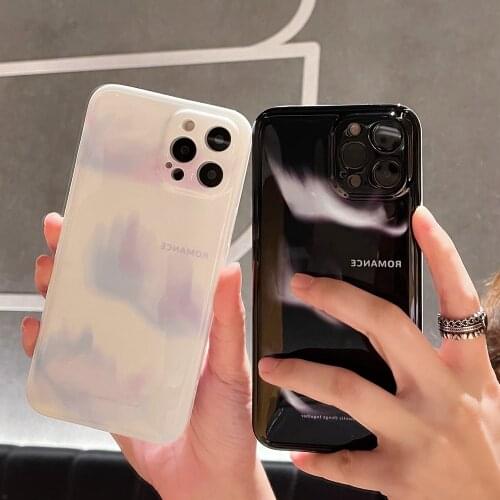 Black White Aurora Glossy Phone Cases for iPhone 12 11 Pro Max X XS Max XR 7 8 Plus 12 mini SE 2020 Soft IMD Shell Cover