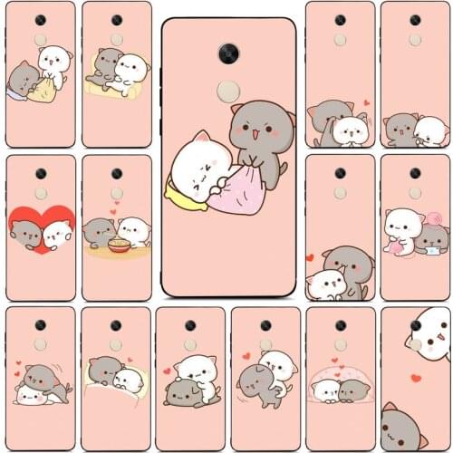 YNDFCNB Peach Mochi Cat Cartoon Phone Case for Redmi Note 8 7 9 4 6 pro max T X 5A 3 10 lite pro