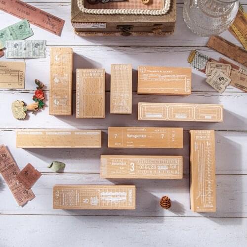 Retro Antique Tickets Long Version Decoration Wooden Rubber Stamp for Scrapbooking DecoDIY Craft Standard Wooden Stamps