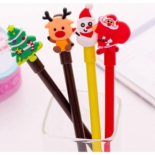 40PCS Creative Cartoon Christmas Series Gel Pen Cute Snowman Santa Claus Student Stationery Black Water-based Pen
