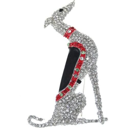 1pcs/10pcs/20pcs Fashion Jewelry Silver Tone Greyhound Scotty Borzoi Hound Dog Puppy Canine Rhinestone Enamel Animal Pin Brooch
