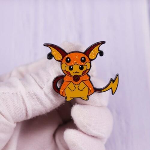 Japanese Style Anime Movies Enamel Pin Pikachhuu-Raichu Glitter Brooch Badge For Fans Collectible Gift