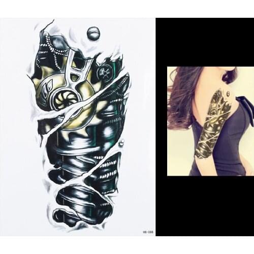 Hot 2019 1pc 3D Tattoo Machine Gear Robot Arm Leg Decal Waterproof Tattoo HB088 Sexy Women Men Body Art Temporary Tattoo Sticker