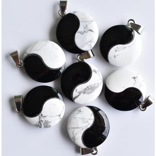 2020 bestselling top quality natural stone Tai Chi Yin Yang Charm pendants for jewelry making 6pcs/lot Wholesale free shipping