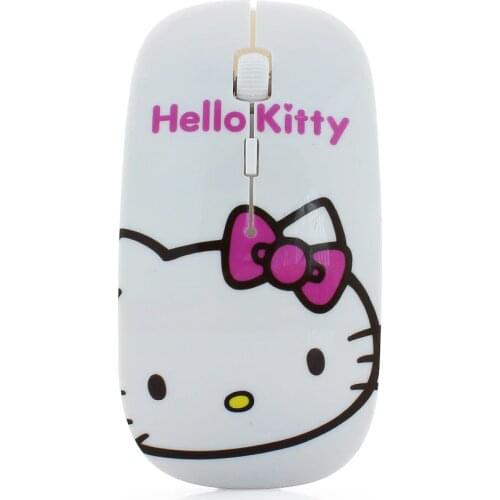 Cute Cartoon Pink Hallo Kitty Wireless Mouse 3D Optical 2.4G USB Mice Gaming Mouse For Computer Laptop PC Kids Girl Gift Mause