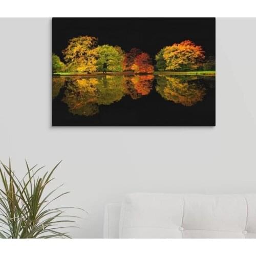 Modular Hd Lake Prints Pictures Paintings Home Red Orange Green Leaves Decor Canvas Poster Wall Artwork For Living Room No Frame