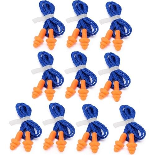 10Pcs Soft Silicone Corded Ear Plugs ears Protector Reusable Hearing Protection Noise Reduction Earplugs Earmuff