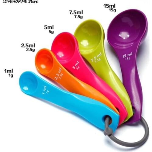 New 5PC Kitchen Colour works Measuring Spoons Spoon Cup Baking Utensil Set Kit Kitchen Tool
