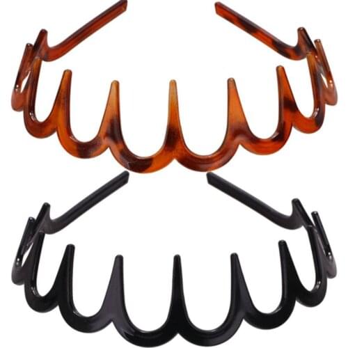 Women Girls Zig-Zag Shark Long Tooth Hair Hoop Plastic Resin Non-Slip Wave Comb Headband Headwear DIY Styling Accessories