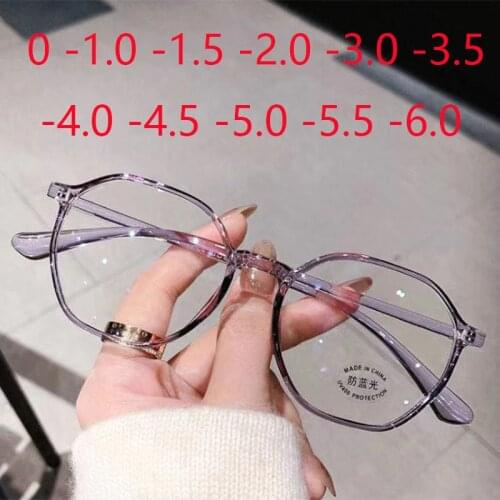 Polygon Frame Myopia Glasses Women Men Nearsighted Eyewear with Diopters Minus 0 -1.0 -1.5 -2.0 -2.5 -3.0 -3.5 -4.0 -4.5 -5.0 -6
