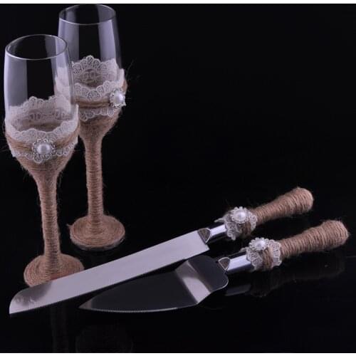 Personalized 4pcs/set Wedding Knife and Server Set + Wedding Toasting Flutes Champagne Glasses Wedding Decoration Mariage Boda