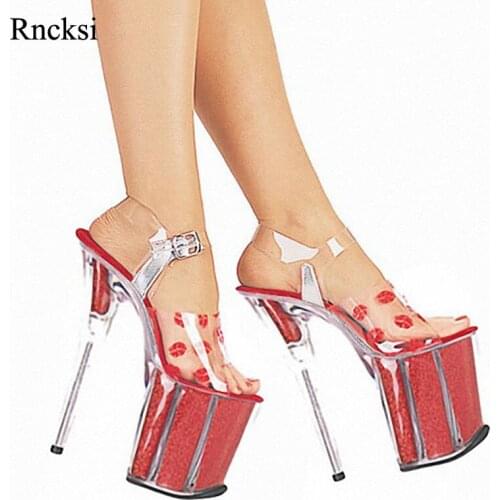 Rncksi New Sexy Women Sandal Shoes 20CM High Heel Platforms Pole Dance/Performance Star Model Sandals Party Wedding Sandals