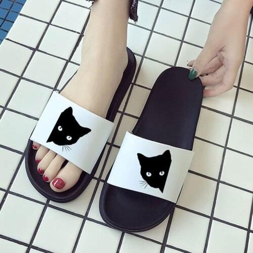 Sandals for Women Cartoon Animal Pattern Open Toe Flip Flops Female Home Slippers Ladies Indoor Bathroom Anti-slip Shoes 2021