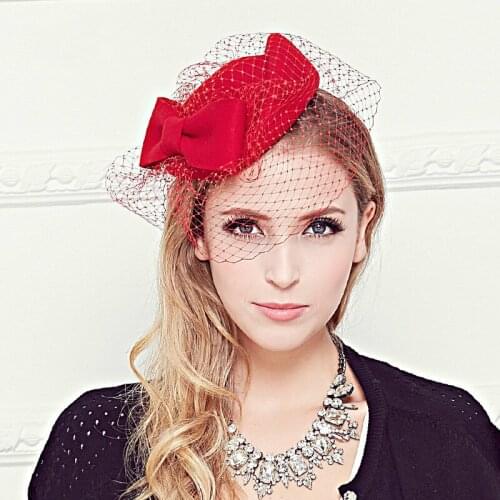 Fedoras Hat Royal Ascot British Retro Ladies Fedora Cap Womens Mesh Yarn Banquet Party Hats Bridal Tiara Fascinator Caps H7104
