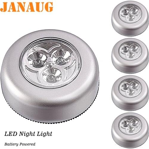 LED Night Light Battery-powered Wireless Stick Tap Touch Lamp Stick-on Push small Lights for dark spaces, Closets, Car