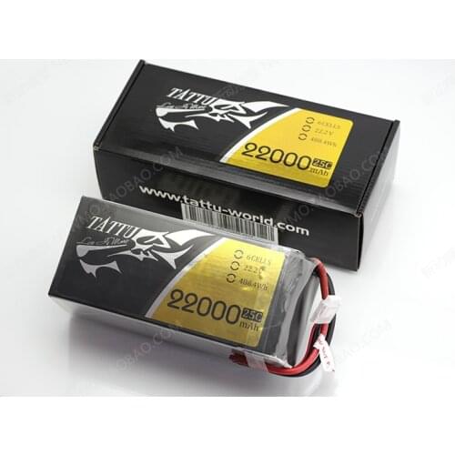 TATTU 22000mAh 22.2V 6S 488wh LiPO Battery Burst 25C for Big Load Multirotor FPV Drone Hexacopter Octocopter