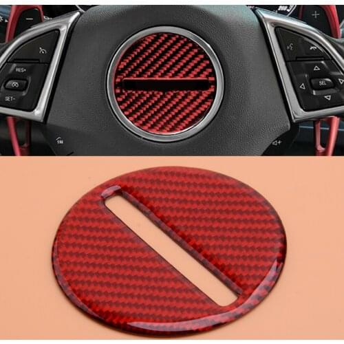 Carbon Fiber Steering Wheel Center Cover Emblem Trim Logo Decoration fit for Chevrolet Camaro 2016-2020