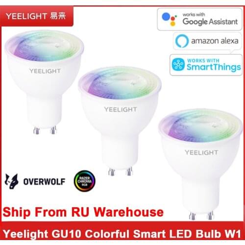 In Stock Yeelight GU10 Colorful Smart LED Bulb W1 Game Music Sync APP Voice Control Work Yeelight APP Google Assistant Alexa