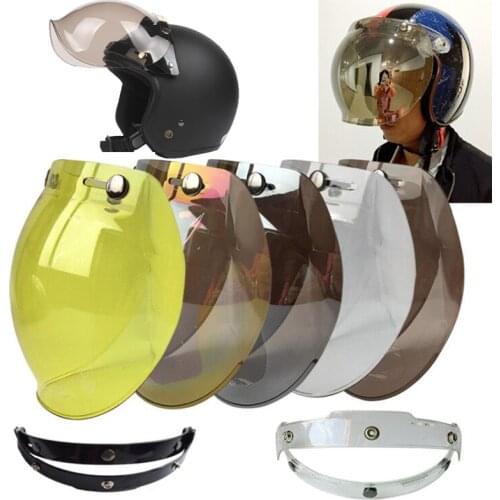 Retro 3 Snap Windshield Motorcycle Helmet Lens 3/4 Open Face Helmet Bubble Shield Helmet Sun Visor Retro Lens Shield Glasses