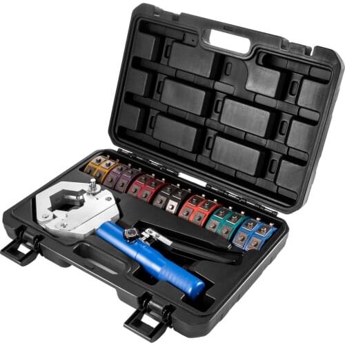 VEVOR 71500 Manual A/C Integral Hydraulic Hose Crimper with 7 Dies Auto Air Conditioning Repair Crimping Tool Kit Aluminum Alloy