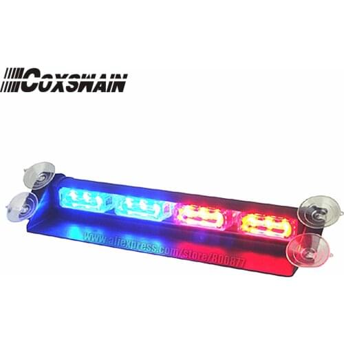 VS-718-4) Car LED warning dash light, 12*3W LED, 15 flash pattern, easy install by suction cups, LED windshield light, DC12V