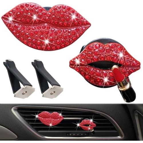 Bright diamond lipstick, car perfume clip, lady air conditioner perfume clip, lip car interior trim clip