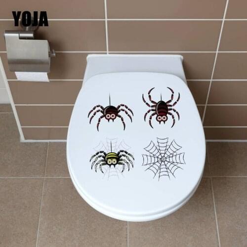 YOJA 23.3X22.7CM Creative Wall Sticker Toilet Decal Bedroom Home Decor Cute Cartoon Spider Web T5-1260