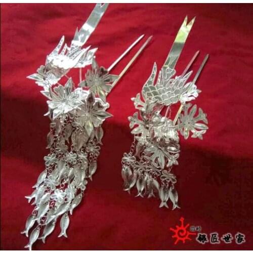 Miao clothes silver clothing hair accessory hat collar miao silver costume crownpiece hairpin bird hairpin