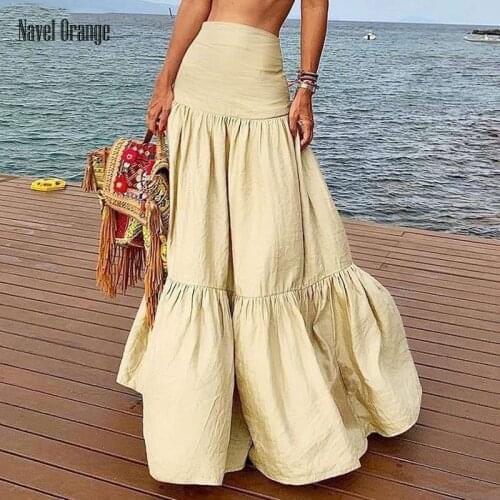 Women Casual Solid Half Skirt Summer Ruffles Plus Size 5XL Elegant Ladies Skirts Fashion Beach Style Female Skirts Dropshipping