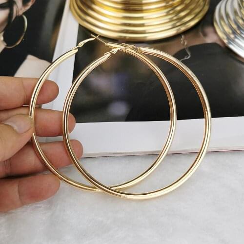 2020 Punk 120mm Hoop Big Earrings For Women Statement Earring Hoops Fashion Jewelry Golden Silver Color Accessories UKMOC
