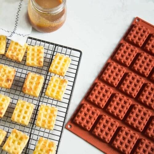 1 Piece Silicone Waffle Mold 20-Cavity Mini Waffle Decor Molds Non-Stick Cake Chocolate Bakeware Mold Kitchen DIY Waffle Tools