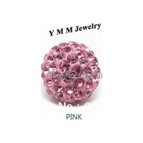 10mm Cute Pink Findings Disco Balls Charm Beads 24pcs/lot Free Shipping