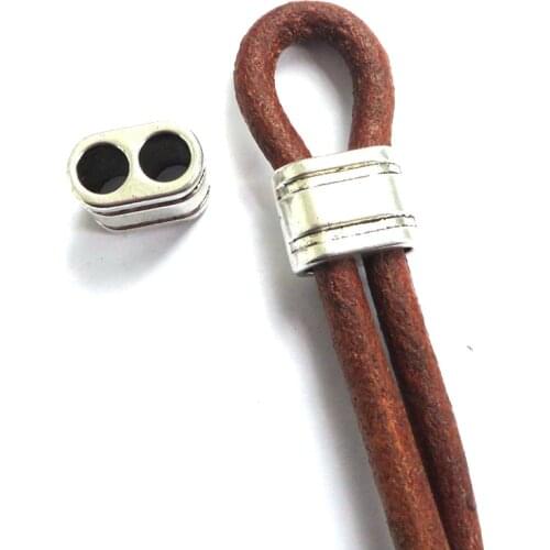 10pcs 5mm Slider Spacers For Round Leather Cord Double Hole Jewelry Making Findings