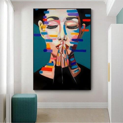 Nordic Abstract Girl Griffiti Art Oil Paintings Print On Canvas Art Posters And Prints Wall Art Pictures Home Decoration Cuadros